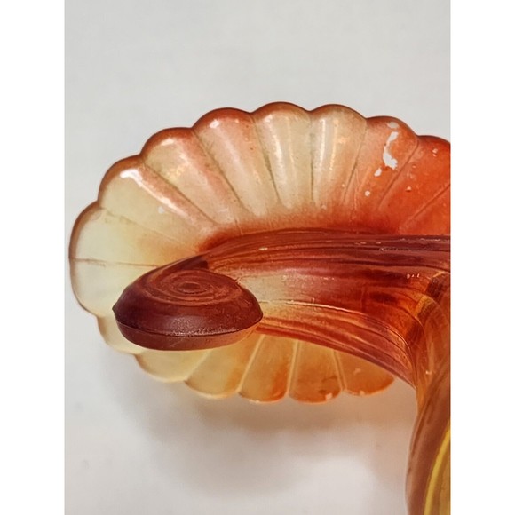 Jeannette Glass Amberina Horn of Plenty Vases Cornucopia Vintage Set Of 2 - Picture 7 of 9